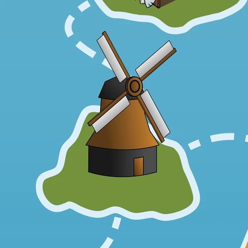 Illustration af vindmølle fra Story Islands plakat